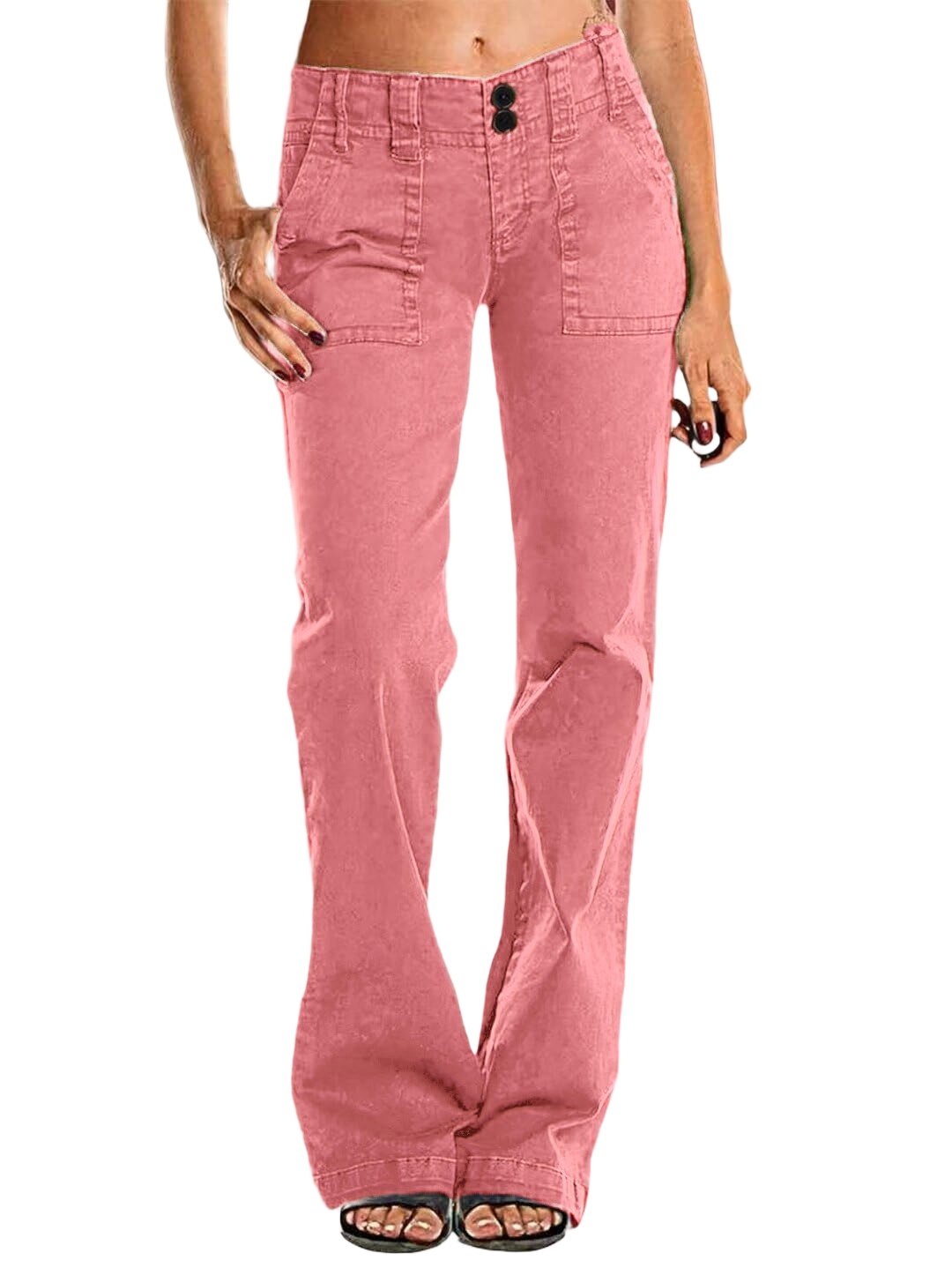 ⚡FINAL SALE⚡- Double Button Mid Waist Straight Leg Pants