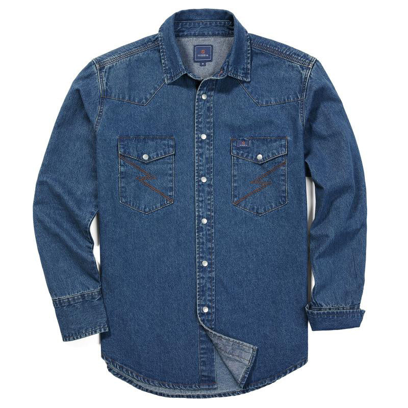🔥SEPTEMBER  HOT-SALE 🔥Men's Long Sleeve Stone-Washed and Pre-Washed Denim Work Shirt
