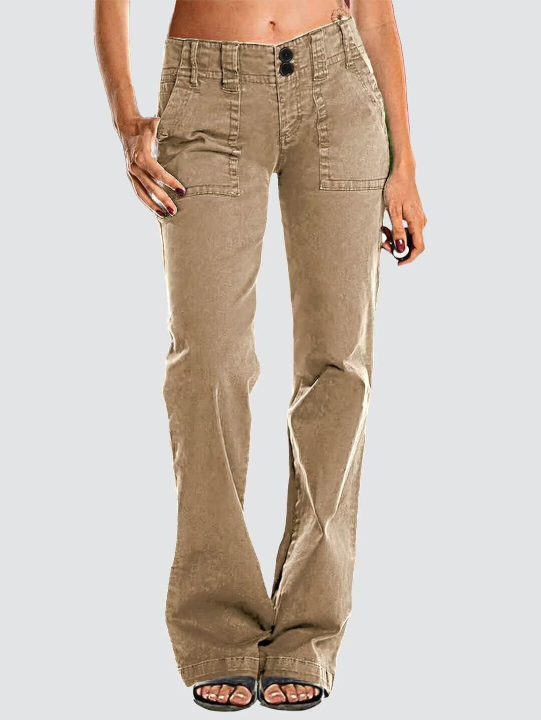 ⚡FINAL SALE⚡- Double Button Mid Waist Straight Leg Pants