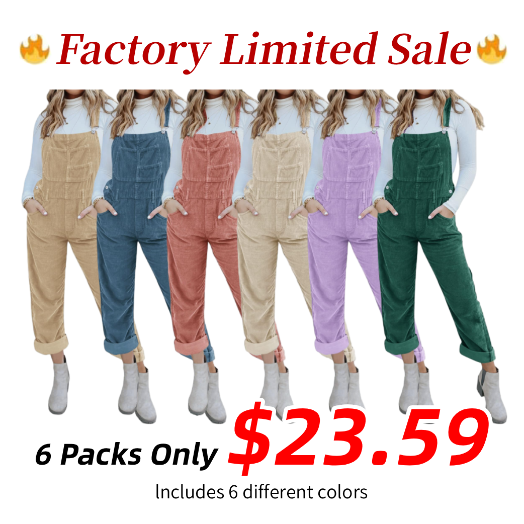 🍂 Women's Corduroy Overalls – Baggy Bib Jumpsuit with Pockets