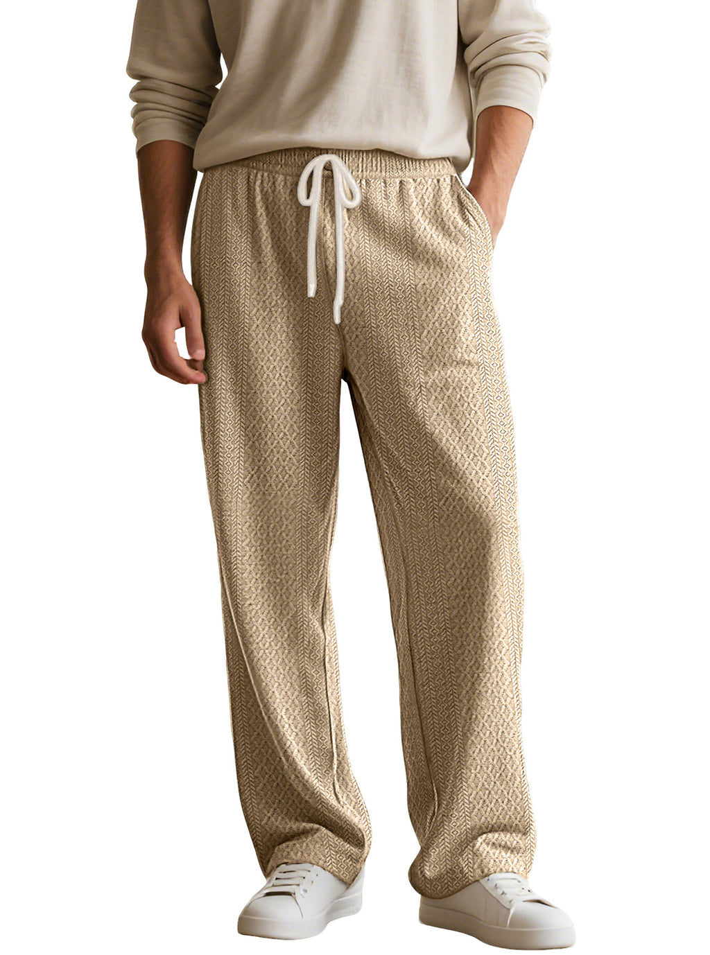 Men's Casual Daily Solid Color Texture Loose Trousers