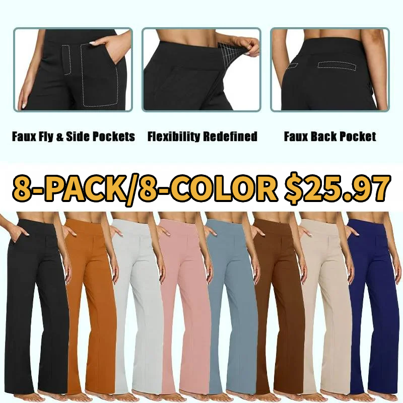 Loose High-Waist Business Casual Pants with Pockets- Perfect for yoga and casual outings