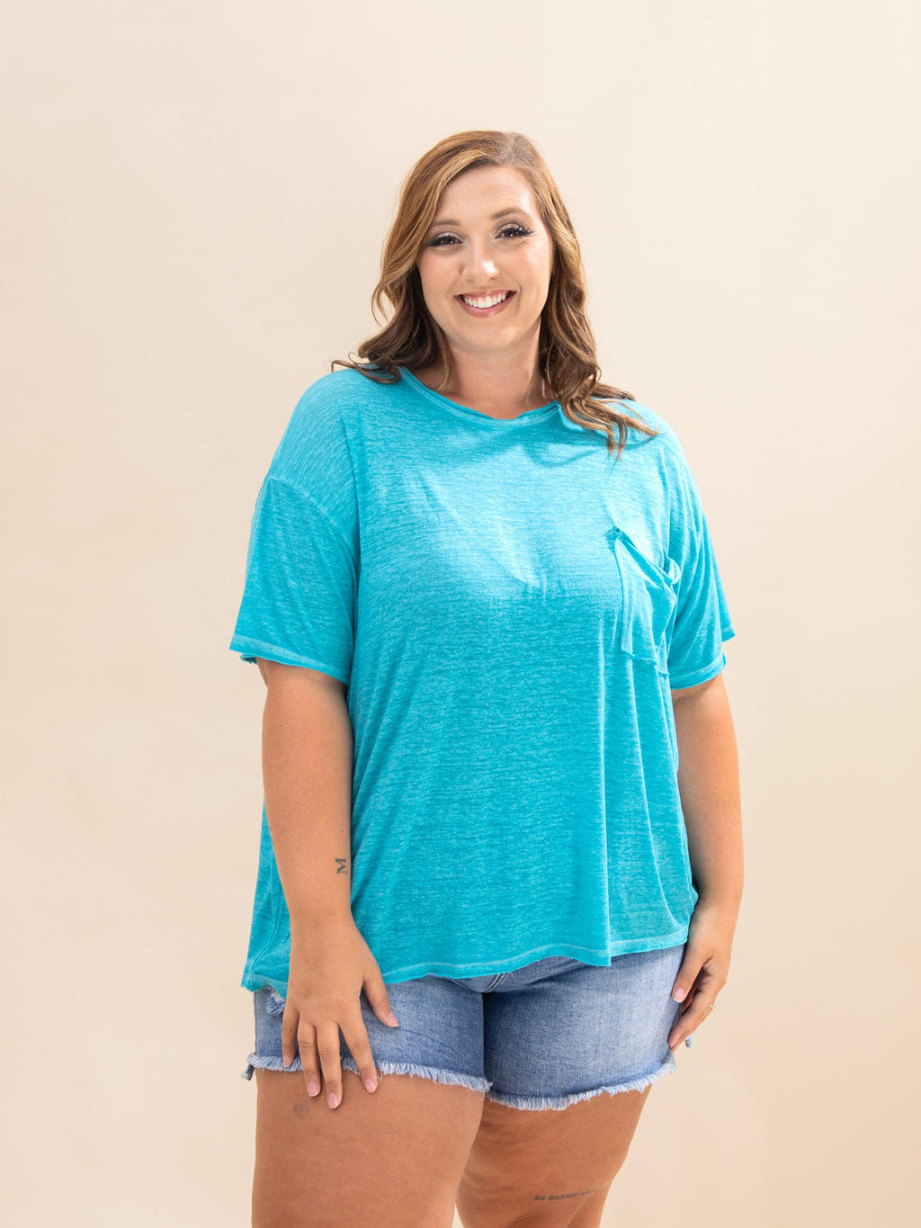 Zenana Oversized Melange Burnout Raw Edge Tee