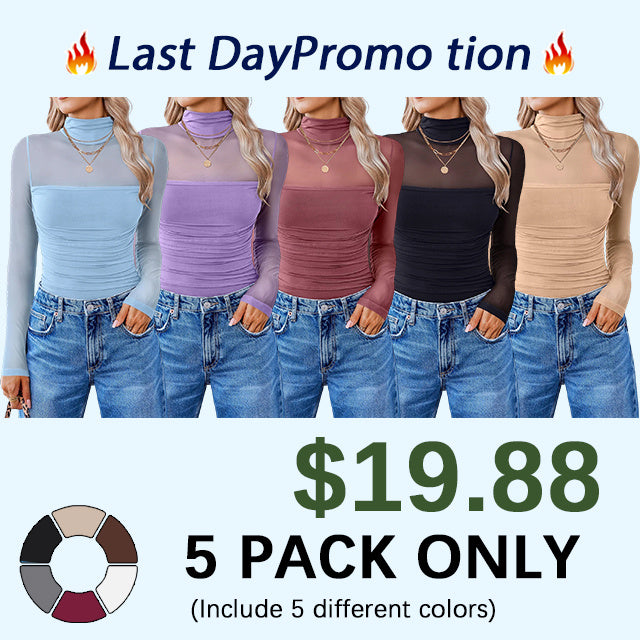 💝Autumn Specials💝Women's Long Sleeve Tights Turtleneck Shapewear Bodysuit Mesh Bodysuit Shirt