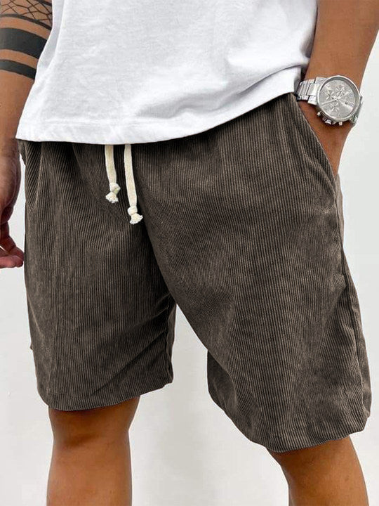 Men's Fashion Vintage Corduroy Casual Elastic Stretch Shorts With Side Pockets