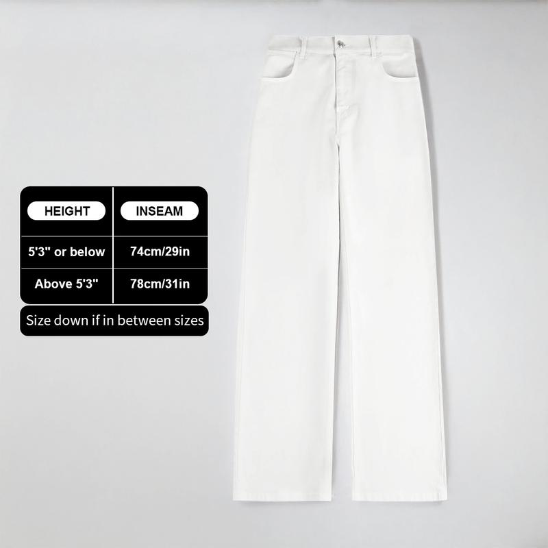 Women's High-Waist Stretch Wide-Leg Jeans – Trendy Multi-Pocket Denim Pants