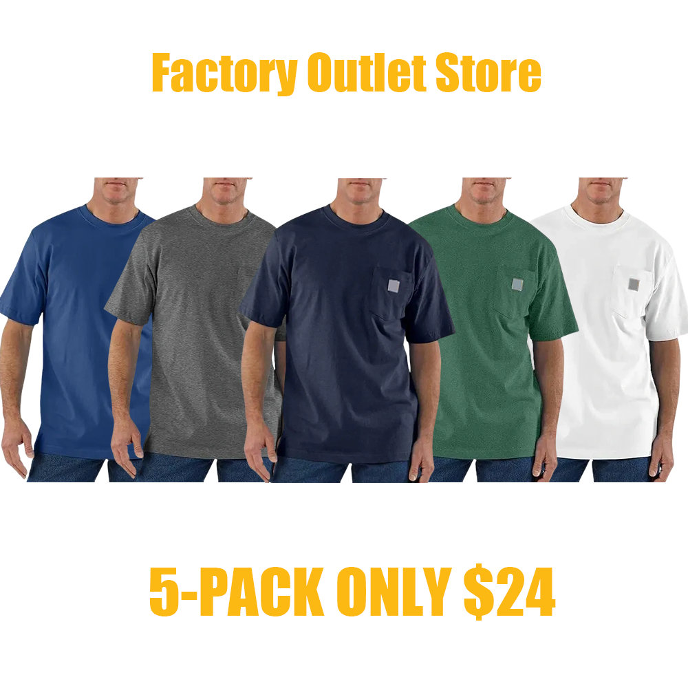 Men's Heavyweight Work T-Shirt – Loose Fit, Durable Cotton, Pocket Tee (Big & Tall Sizes Available)