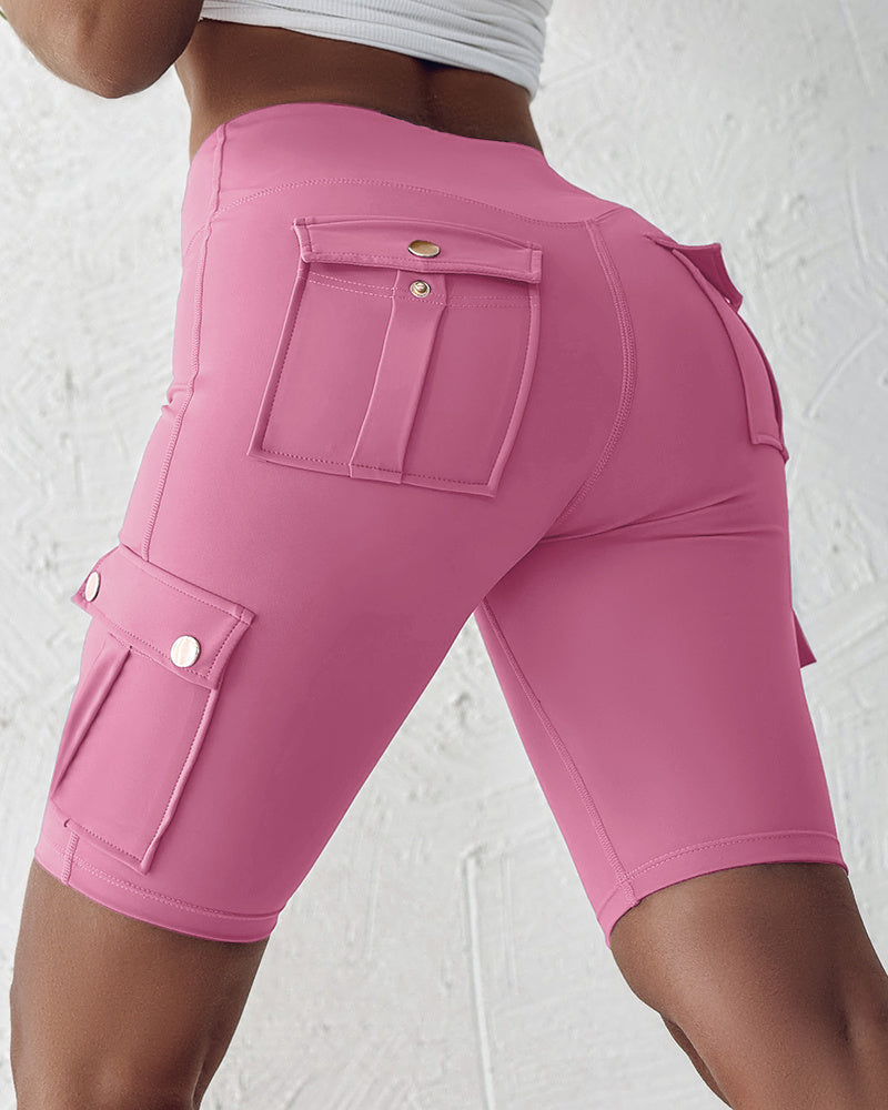 🔥High Waist Butt-Lift Biker Shorts with Pocket Flap 🔥