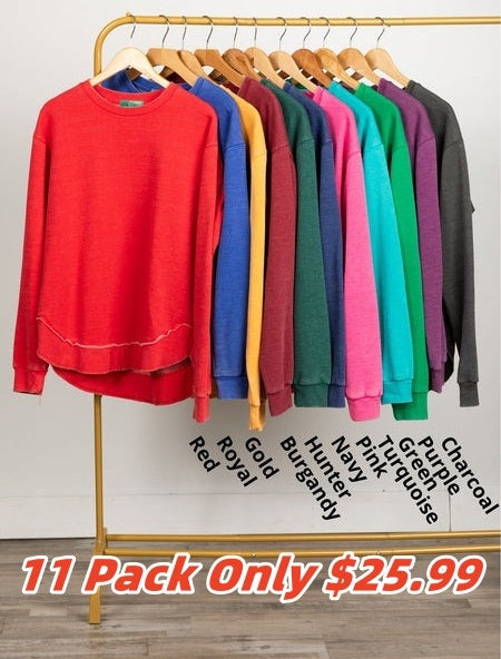 Pigment Dyed Cozy Campfire Round Hem Sweatshirt