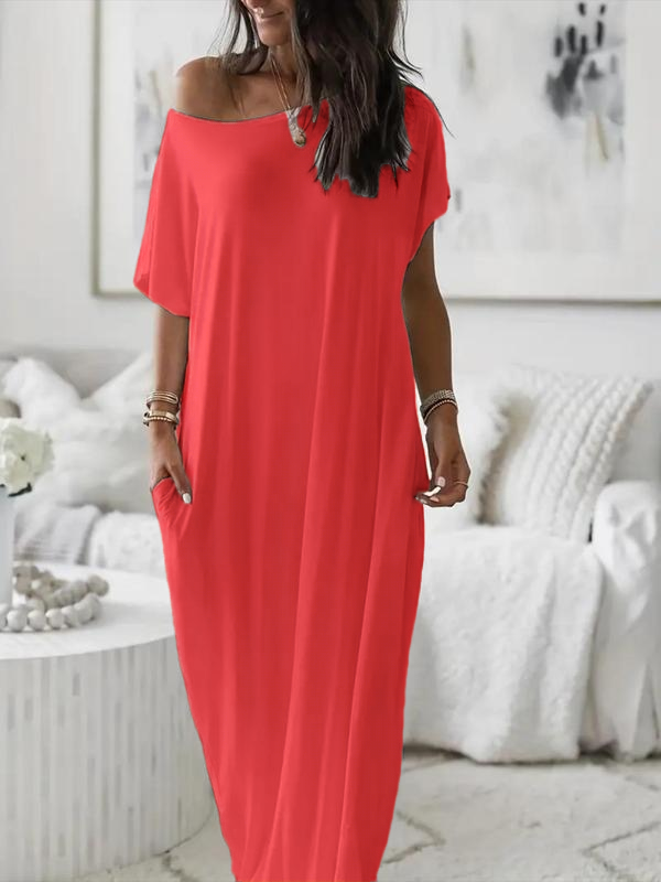 Bloomcin Women's Short Sleeve Loose Long Maxi Lounge Dress with Pockets