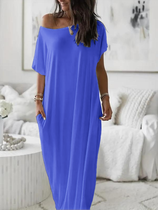 Bloomcin Women's Short Sleeve Loose Long Maxi Lounge Dress with Pockets