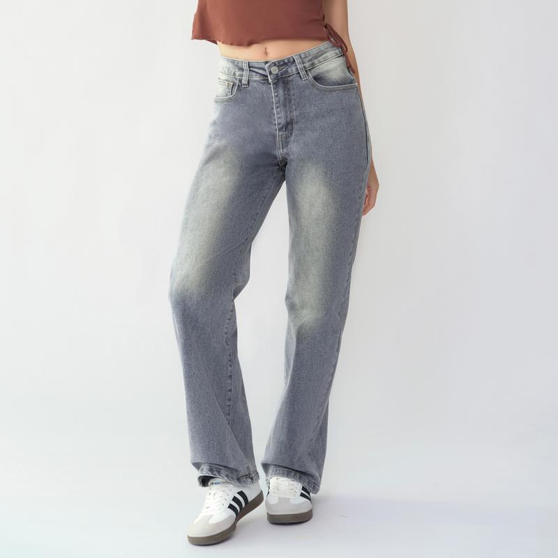 Women's High-Waist Stretch Wide-Leg Jeans – Trendy Multi-Pocket Denim Pants