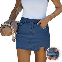 ⚡Factory-Direct Deals⚡Skorts Skirts for Women Denim Mini Skirt Side Slit with High Waisted Jean Shorts Stretchy