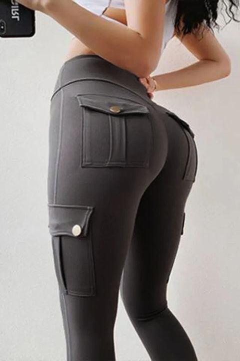💕Solid Flap Pocket High Waist Sports Leggings