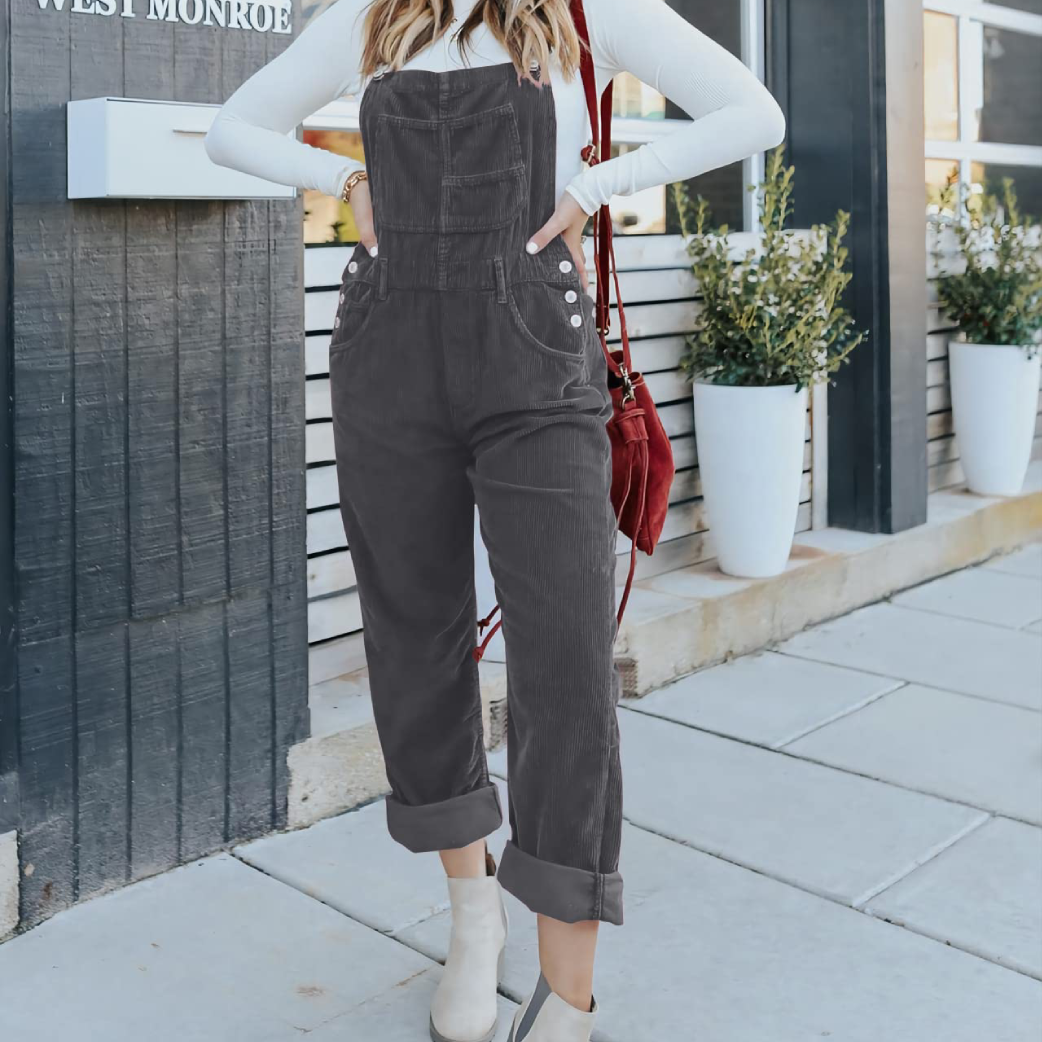 🍂 Women's Corduroy Overalls – Baggy Bib Jumpsuit with Pockets