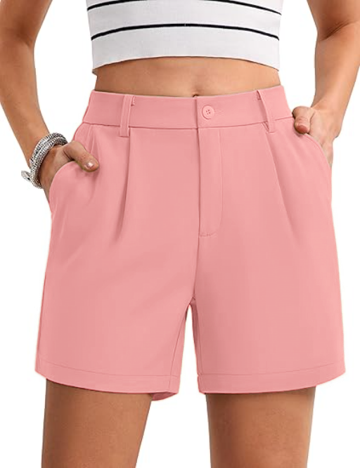 Women's Solid Color Button Casual Fitted Pocket Leg Shorts