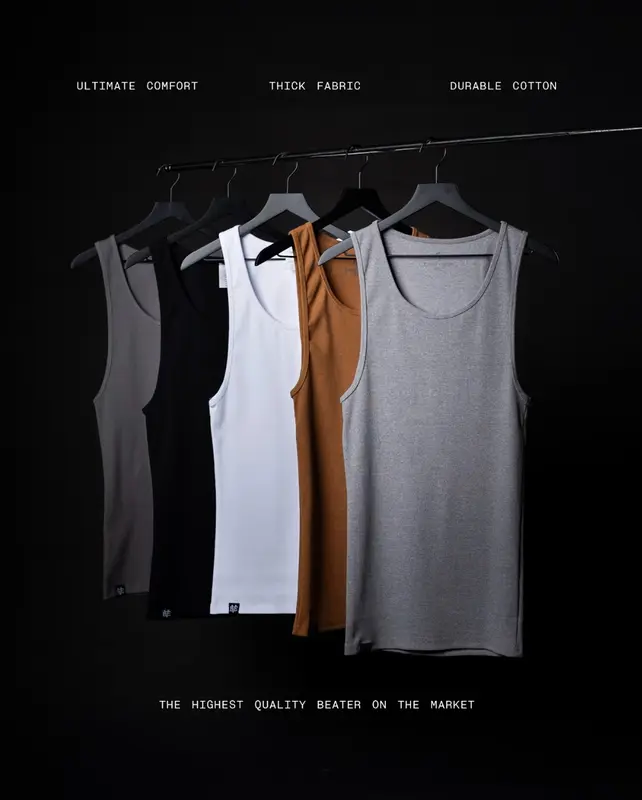 Cotton Spandex 340gsm Sleeveless Shirt Classic Vest Men Shirt Classic Design Fitness Wear Sportswear