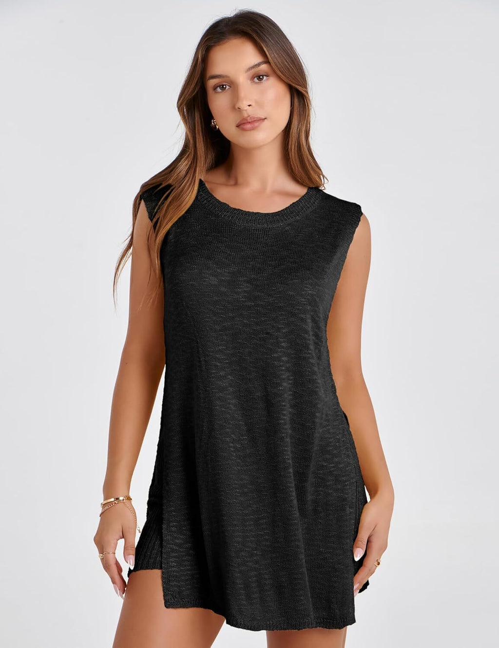 Women 2 Piece Outfits Lounge Sets Summer Knit Sleeveless Top and Shorts Sweater Set