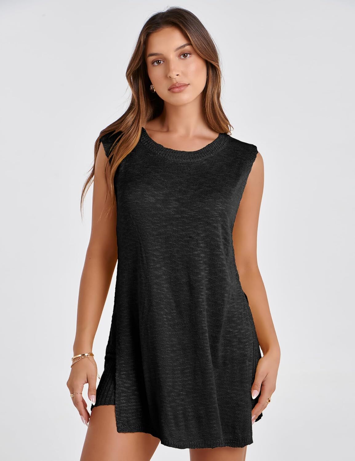 Women 2 Piece Outfits Lounge Sets Summer Knit Sleeveless Top and Shorts Sweater Set