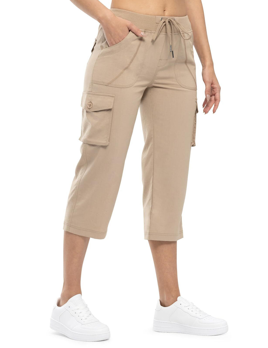 🔥Last day promotion!Women’s Loose Fit Lightweight Capri Cargo Pants – Casual 3/4 Trousers with 6 Pockets