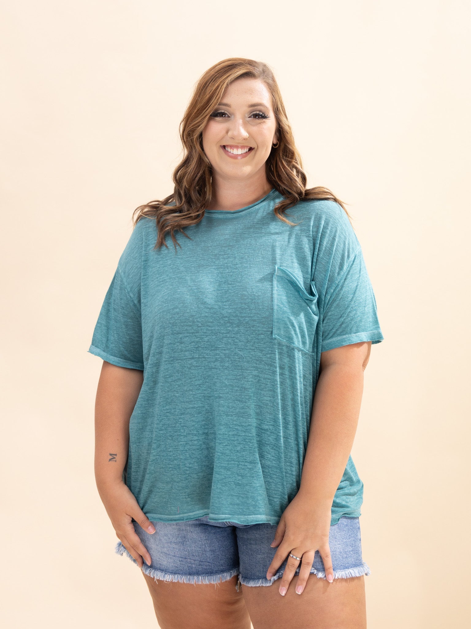 Zenana Oversized Melange Burnout Raw Edge Tee