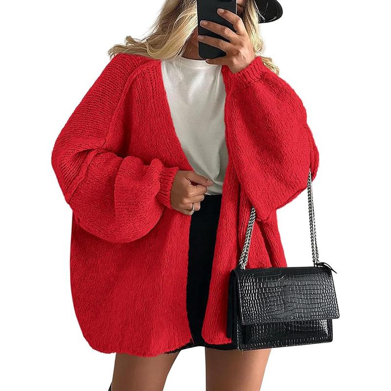Women's Oversized Cardigan Sweater Fall Long Lantern Sleeve Knit Open Front Lightweight Sweater Knitwear Tops