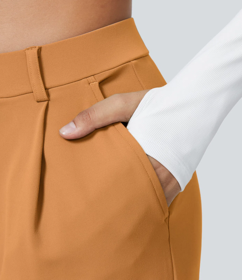 ⏰SEPTEMBER HOT-SALE!High Waisted Side Pocket Straight Leg Work Pants