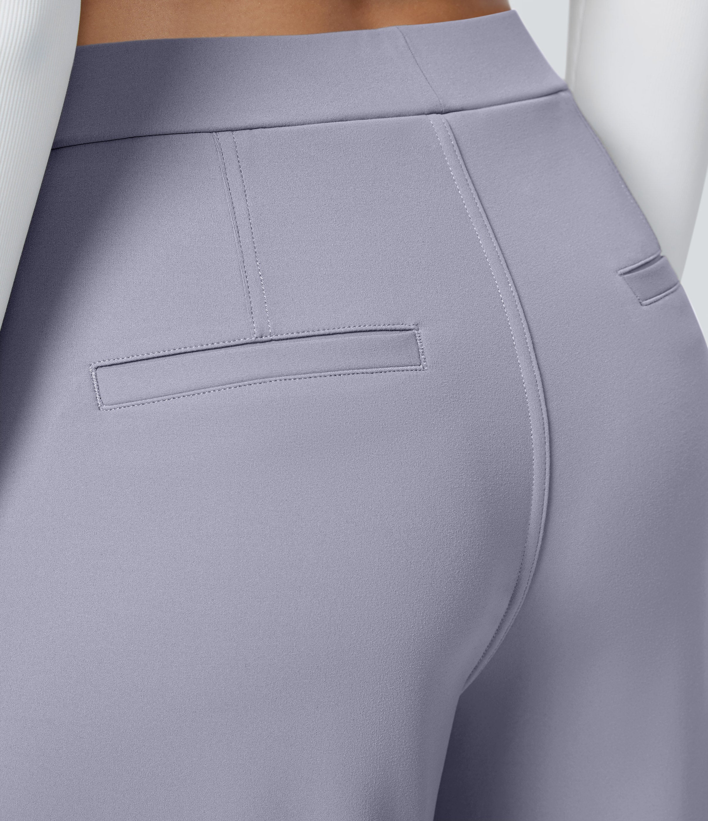 Factory Outlet - High Waisted Side Pocket Straight Leg Work Suit Pants