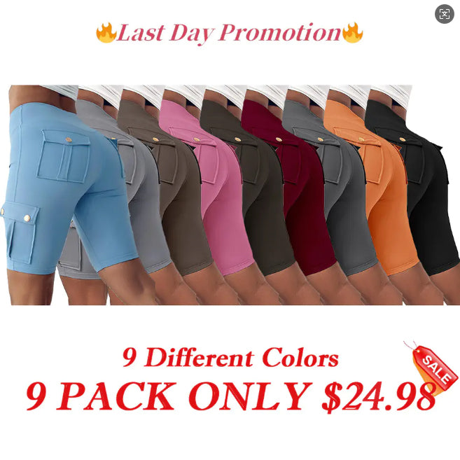 🔥High Waist Butt-Lift Biker Shorts with Pocket Flap 🔥