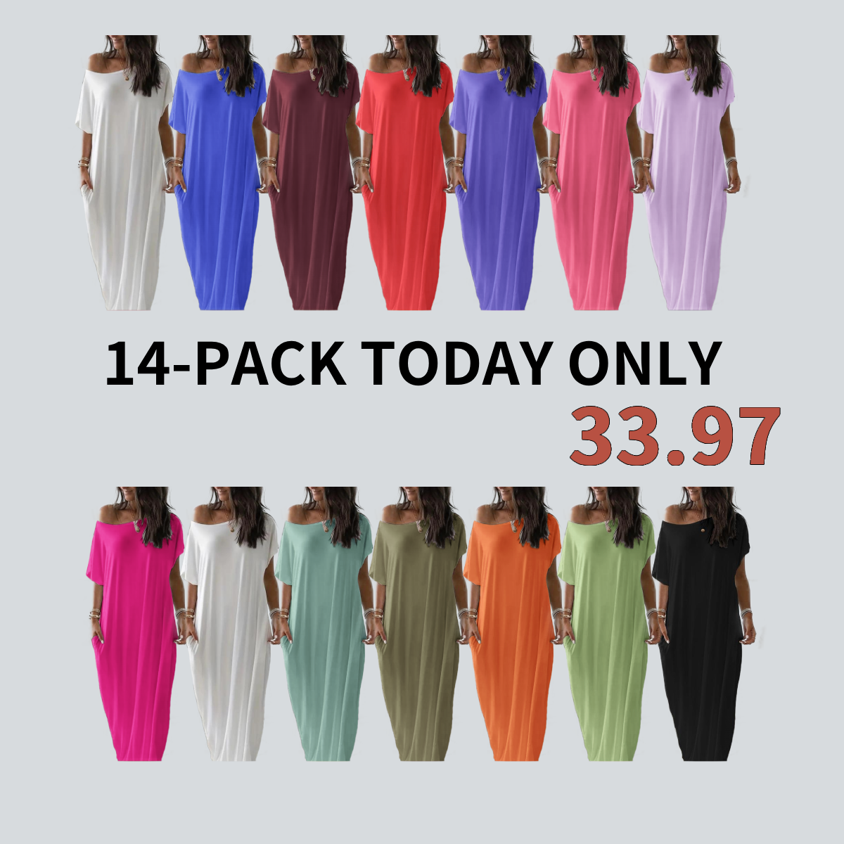 Bloomcin Women's Short Sleeve Loose Long Maxi Lounge Dress with Pockets