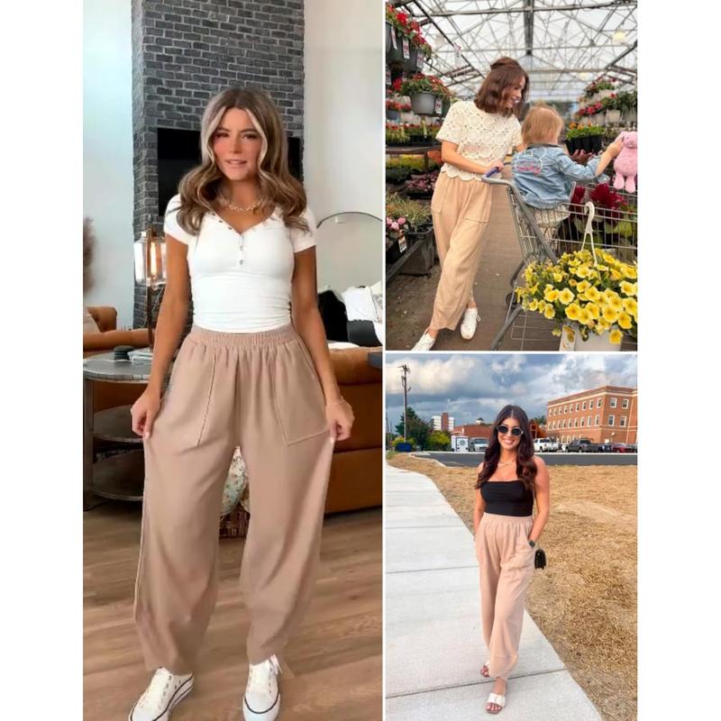 Women's Baggy Wide-Leg Pants with Pockets