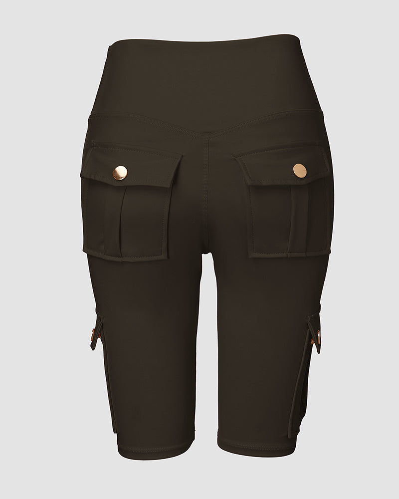 🔥High Waist Butt-Lift Biker Shorts with Pocket Flap 🔥
