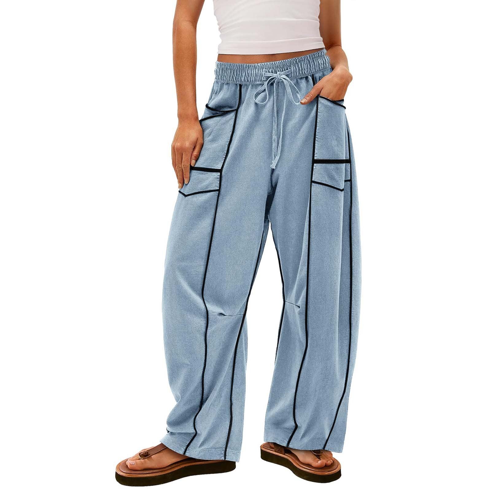 Women's Loose Wide-Leg Drawstring Sweatpants with Pockets