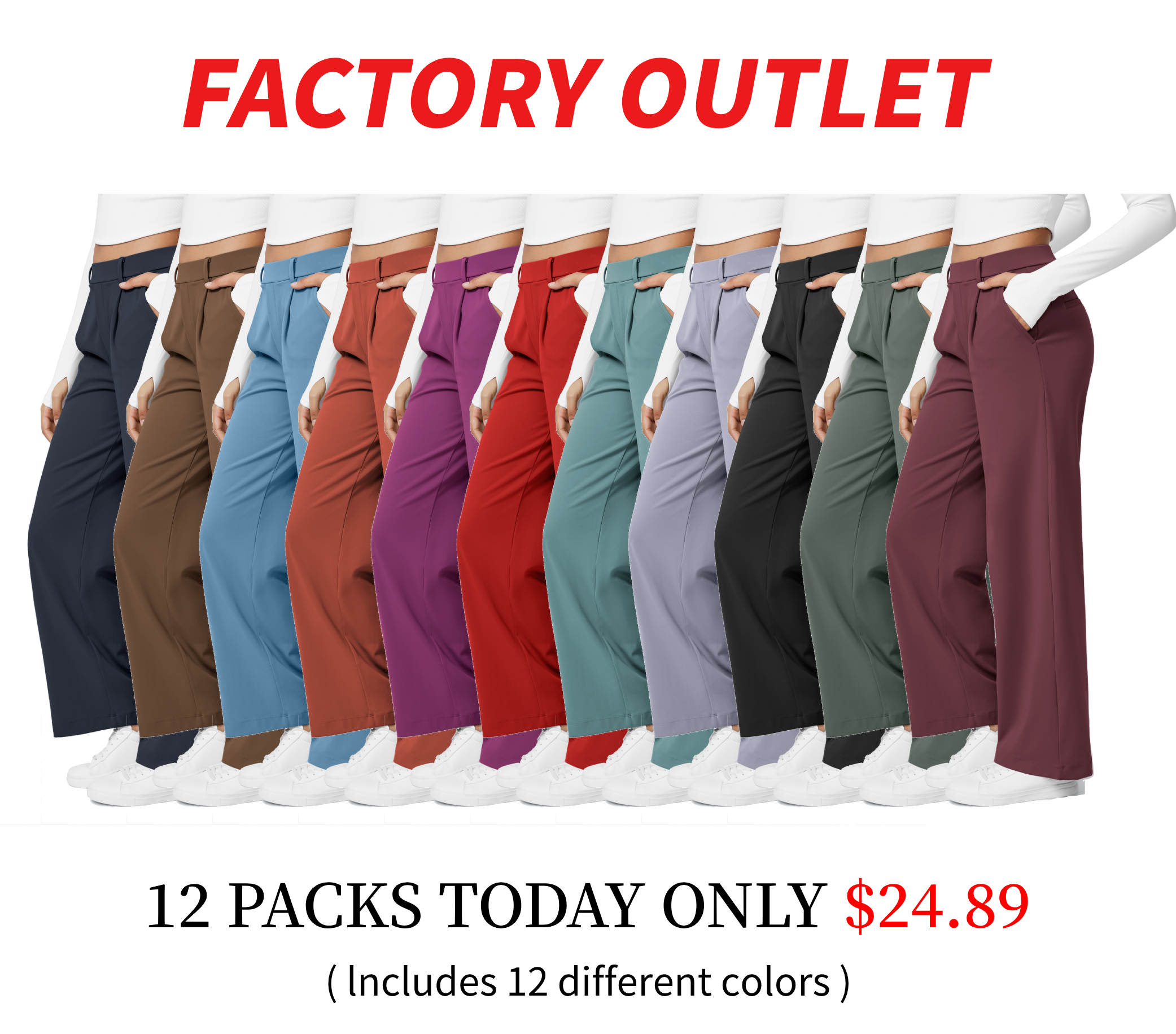 Factory Outlet - High Waisted Side Pocket Straight Leg Work Suit Pants