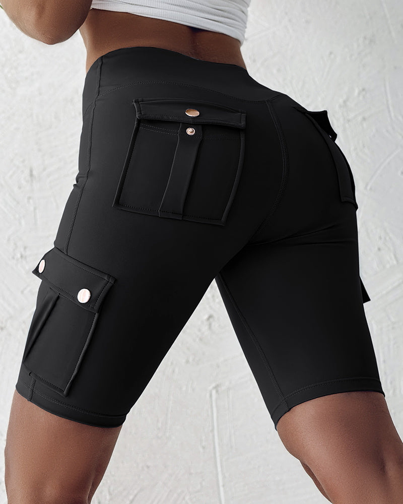 🔥High Waist Butt-Lift Biker Shorts with Pocket Flap 🔥