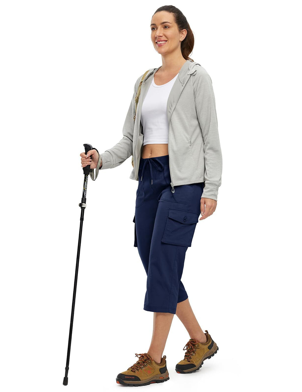 🔥Last day promotion!Women’s Loose Fit Lightweight Capri Cargo Pants – Casual 3/4 Trousers with 6 Pockets