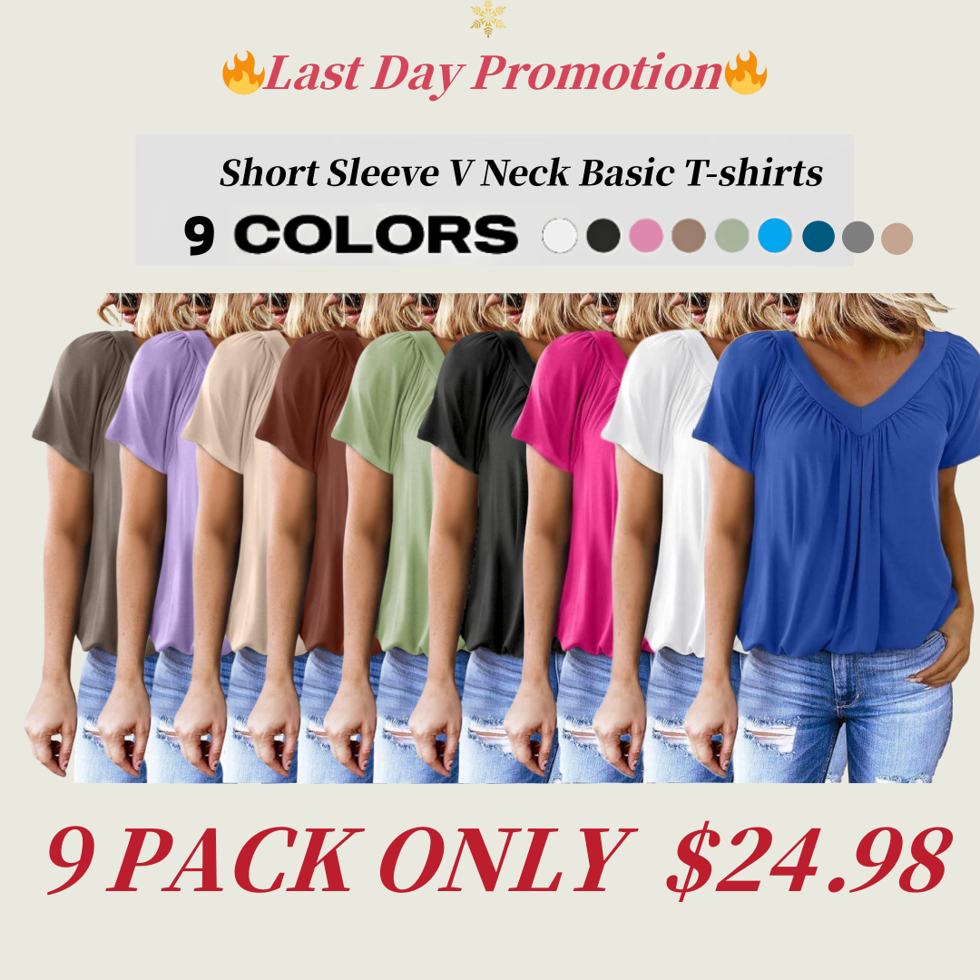 🔥FINAL SALE - Women's Casual Short Sleeve V Neck Basic T-shirts