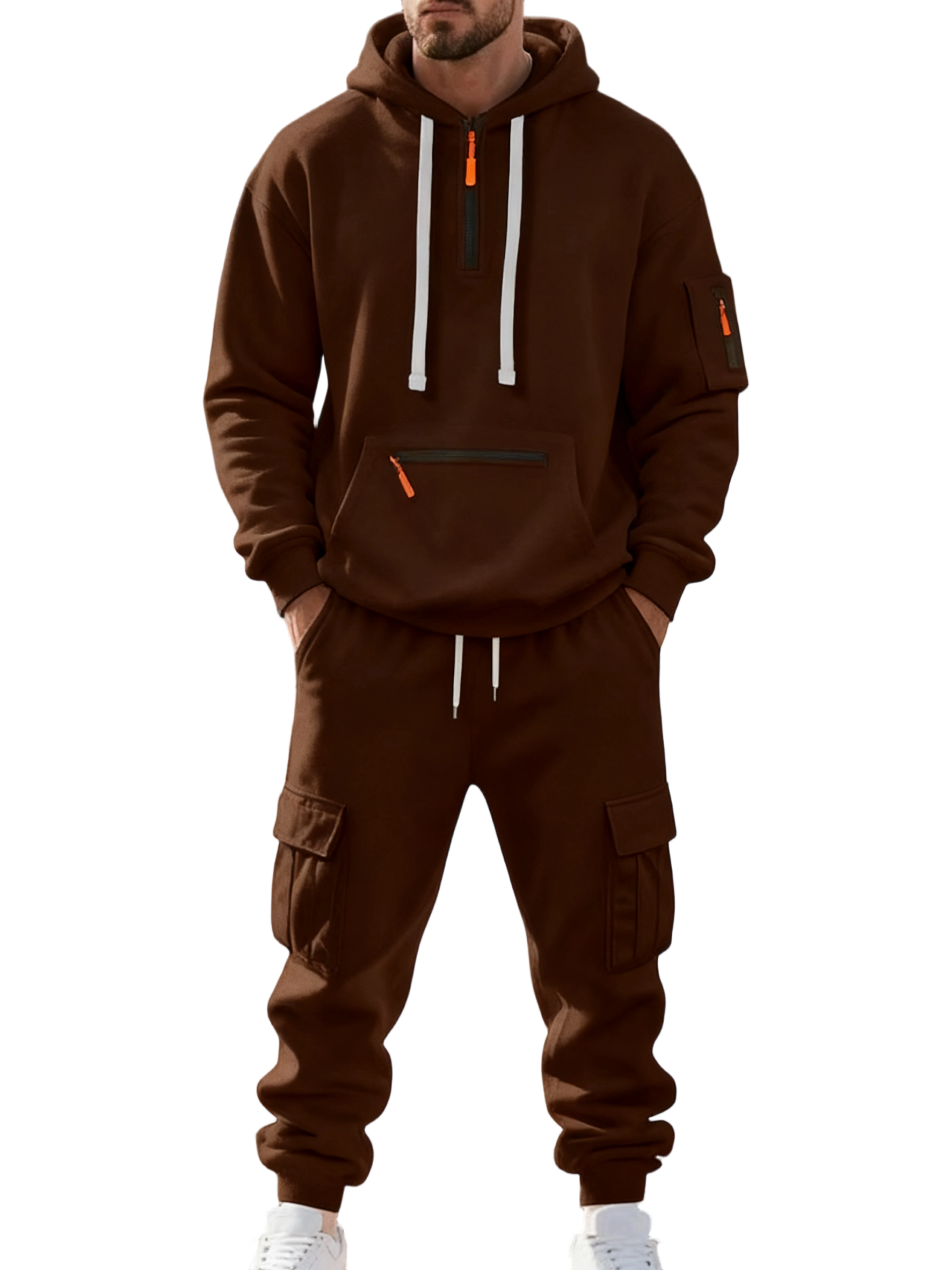 Clearance sale!Men’s Winter Fleece-Lined Set – Warm Casual Workwear Outfit with Multi-Pocket Jacket & Pants