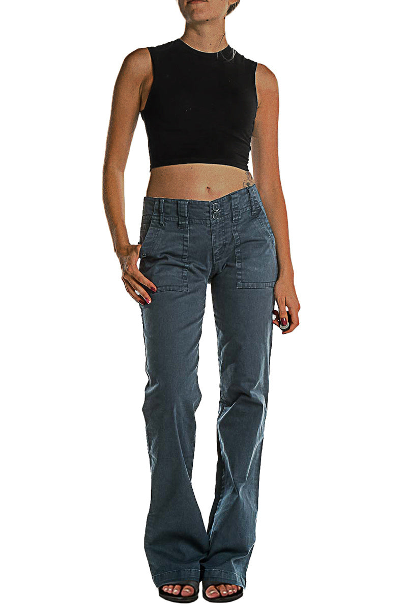 ⚡FINAL SALE⚡- Double Button Mid Waist Straight Leg Pants