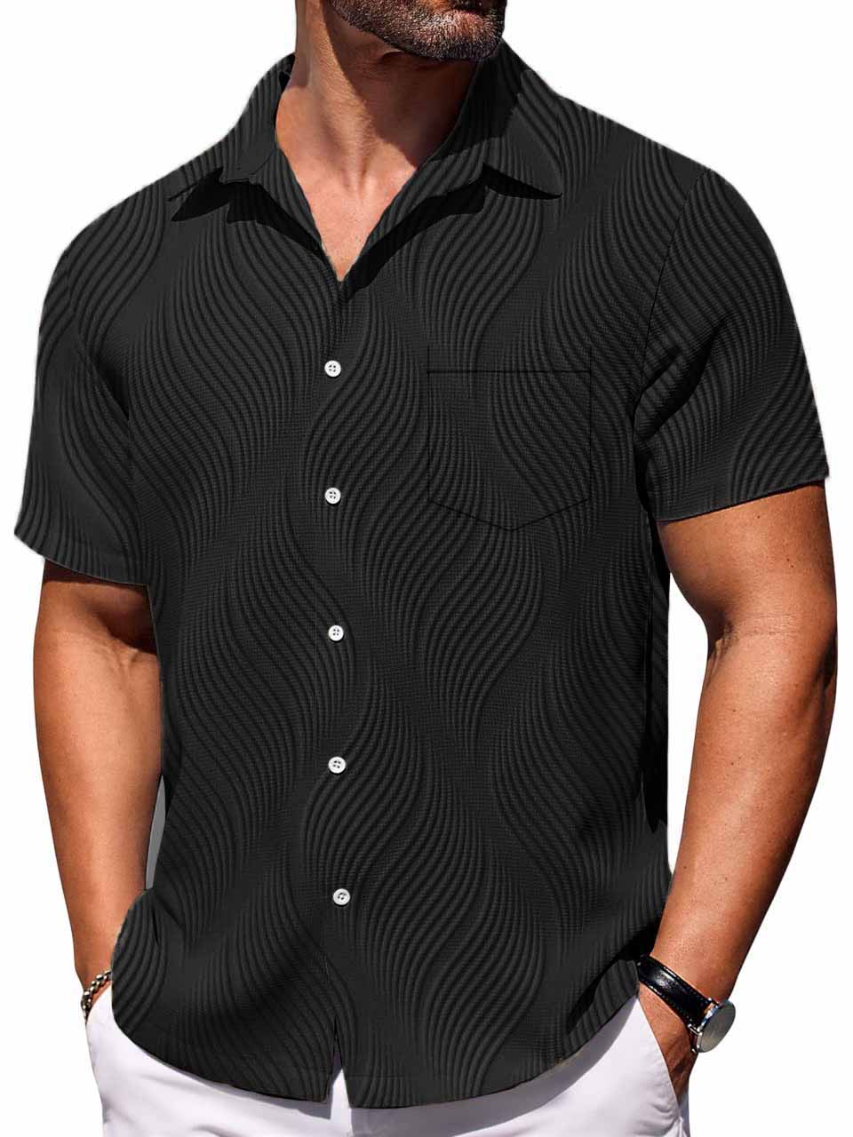 Men's Retro Comfortable Lapel Irregular Printed Short-Sleeved Shirt