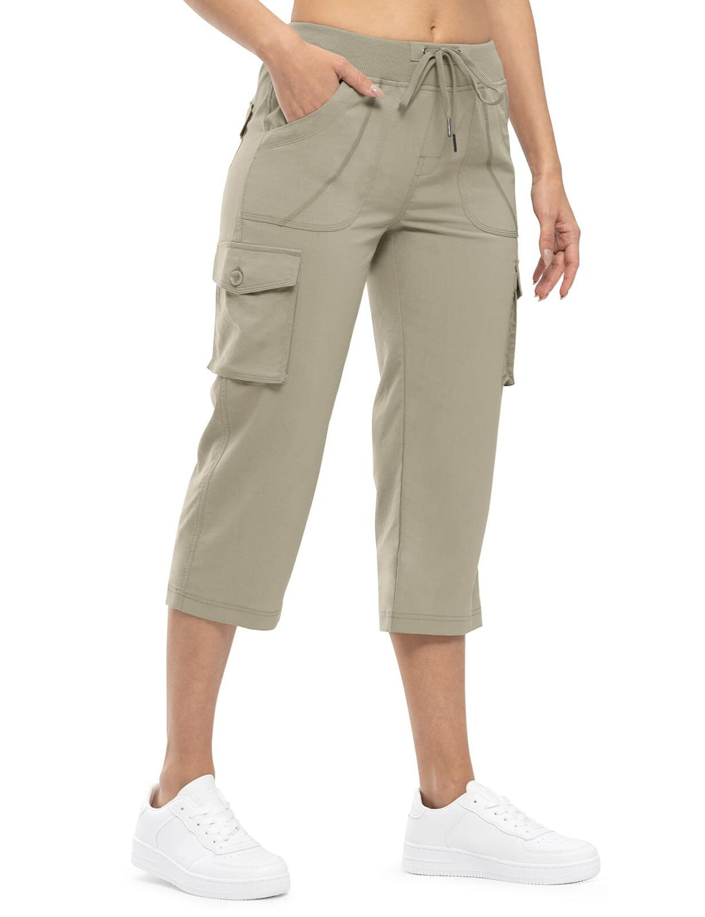 🔥Last day promotion!Women’s Loose Fit Lightweight Capri Cargo Pants – Casual 3/4 Trousers with 6 Pockets