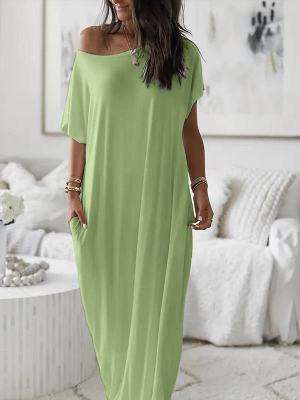 Bloomcin Women's Short Sleeve Loose Long Maxi Lounge Dress with Pockets