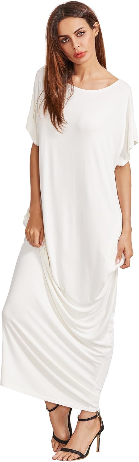 Bloomcin Women's Short Sleeve Loose Long Maxi Lounge Dress with Pockets