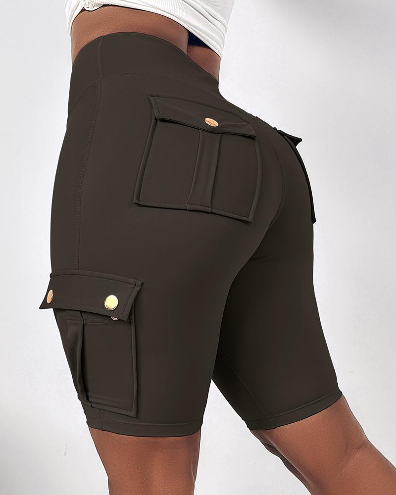 🔥High Waist Butt-Lift Biker Shorts with Pocket Flap 🔥