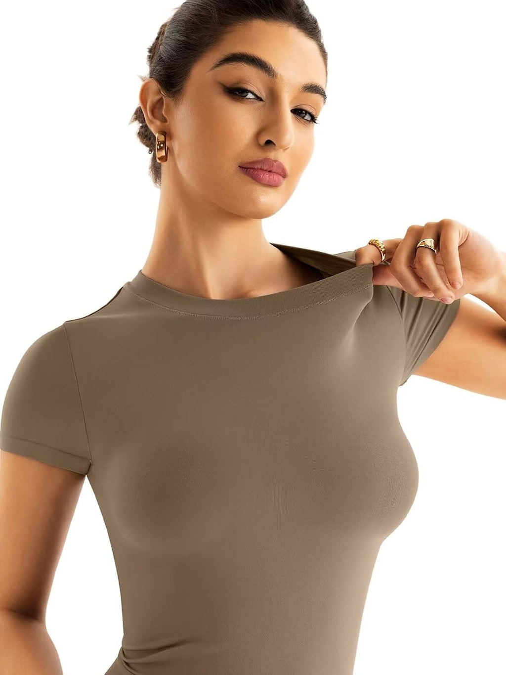 💝FINAL SALE💝Women’s Seamless Double-Layer Top – Short Sleeve Crewneck