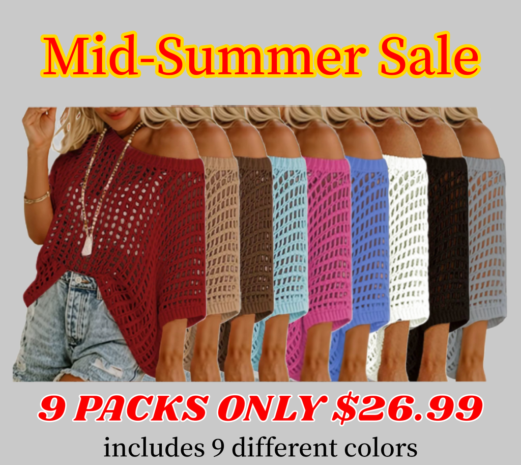 🎁 Womens Summer Scoop Neck ShortSleeve Sweater Casual Crochet Hollow Out KnitTops