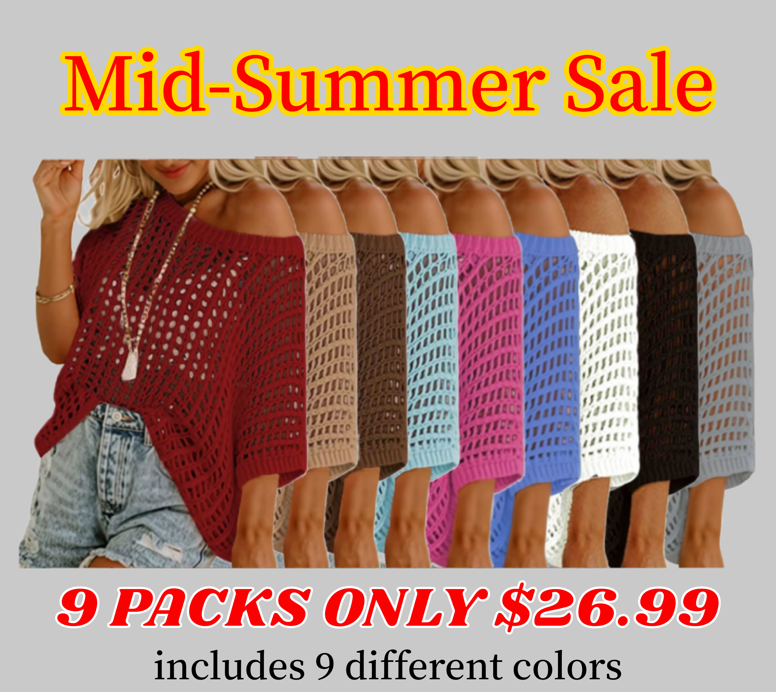 🎁 Womens Summer Scoop Neck ShortSleeve Sweater Casual Crochet Hollow Out KnitTops