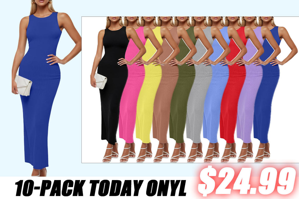 🔥Last day promotion!🔥Shapewear Modal Sleeveless Crew NeckMaxi Dress