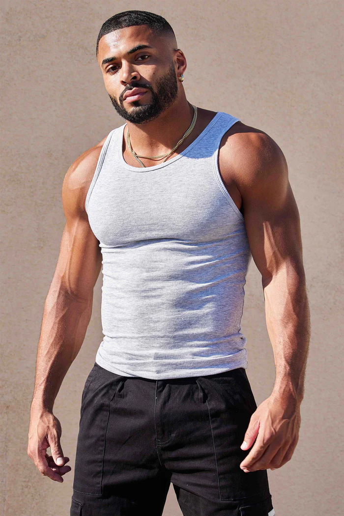 Cotton Spandex 340gsm Sleeveless Shirt Classic Vest Men Shirt Classic Design Fitness Wear Sportswear