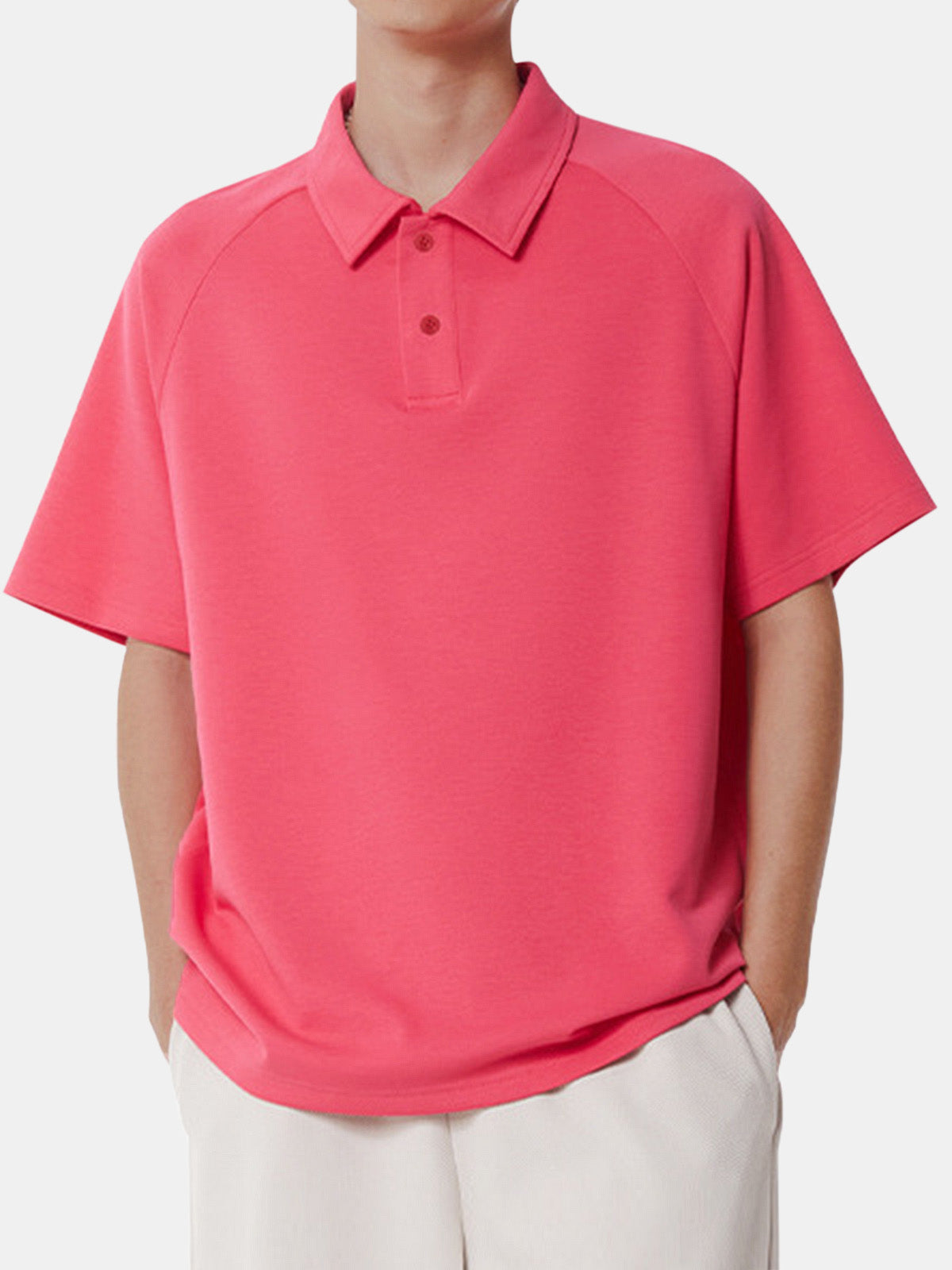 Men's Solid Color Comfortable Cotton Casual Daily Raglan Short-sleeved Polo Shirt